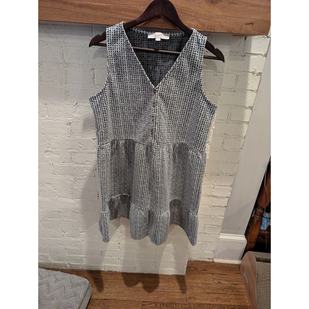 Loft Black and White Teired Mini Dress